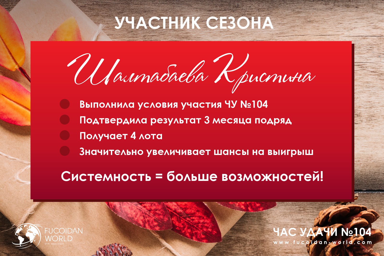 Участники розыгрыша «Час Удачи» компании «Fucoidan World»